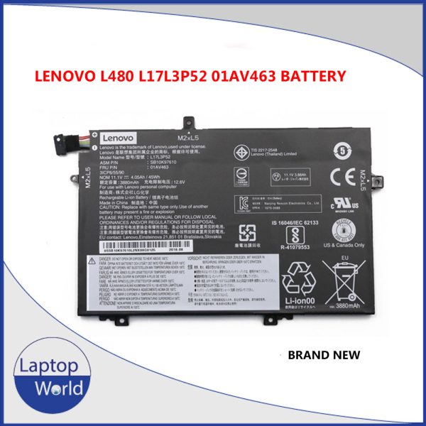 L17L3P52 Lenovo ThinkPad L480 L490 L580 L590 Series Battery