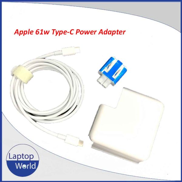 Apple Macbook 61W Type-C Power Adapter With Cable. Input- 100-240v 1.5a 50/60Hz. Output 20v 3a, 14.5v 3a, 9v 3a, 5.2v 2.4a. 90 days warranty. Made in China.