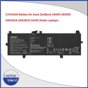 C31N1620 Battery for ASUS ZenBook UX430, UX430U, UX430UQ, UX430UA, U4100U & U4100UQ Laptops